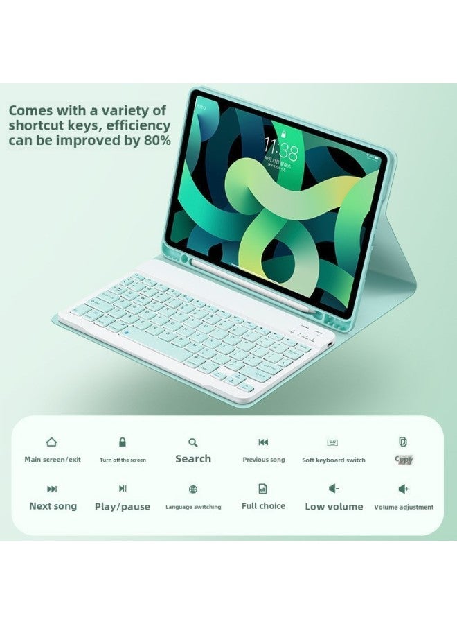 غطاء واقٍ مغناطيسي قابل للفصل ومضاد للانحناء ومضاد للانزلاق ومضاد للجلد لجهاز iPad 24 M2 مع فتحة قلم Air4/5 - اللون: أخضر ماتشا بنفس لون لوحة المفاتيح - الطراز الملائم: iPad Air 11 (M2) 2024 - Image 2